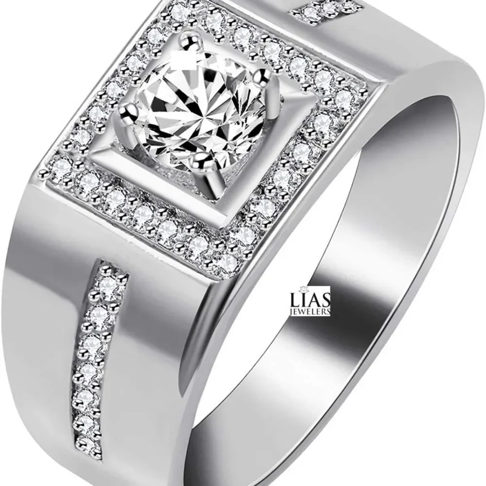 New 18k white gold men wedding ring